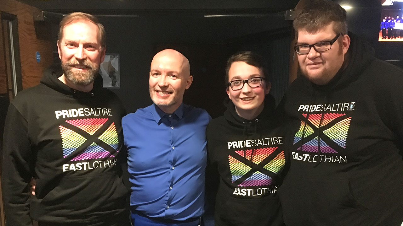 scottish-comedian-craig-hill-with-pride-saltire-east-lothian-team-members